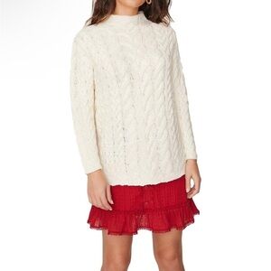 Lost + Wander Cotton Wood Women's Cable Knit Long Sleeve Mock Neck Sweater